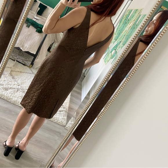 Vintage 90s Alberto Makali brown designer midi sheath dress | Size Small/Med - Picture 9 of 13